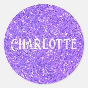 Purple sparkling glitter pattern    classic round sticker