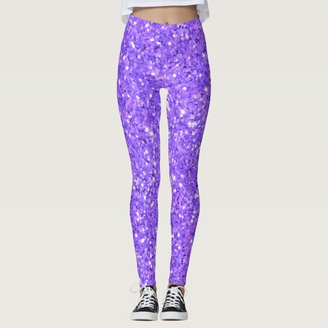 Purple sparkling glitter pattern        leggings (Front)