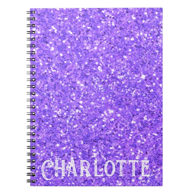 Purple sparkling glitter pattern      notebook (Front)
