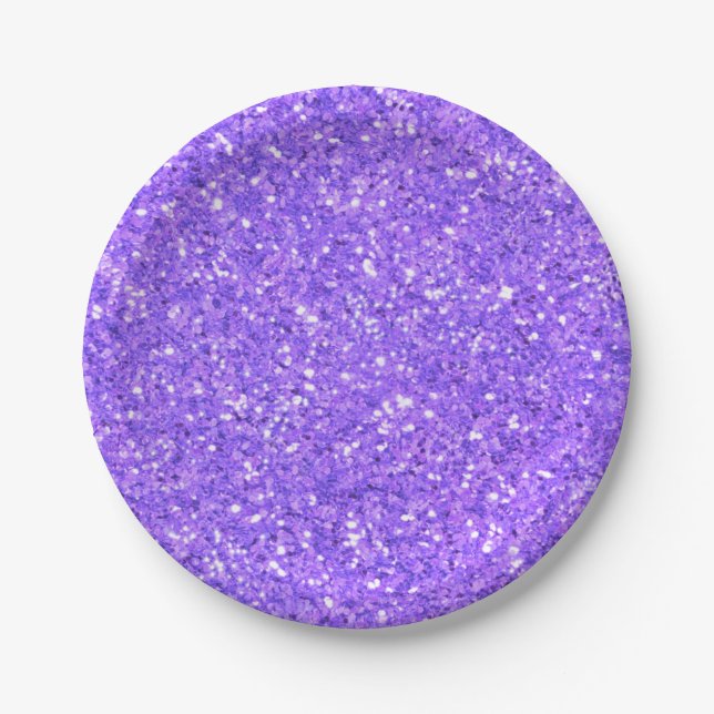 Purple sparkling glitter pattern paper plate (Front)