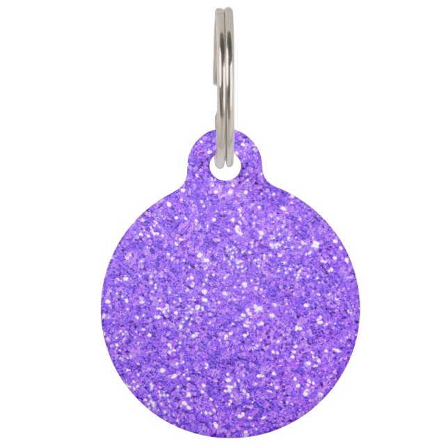 Purple sparkling glitter pattern     pet ID tag (Front)