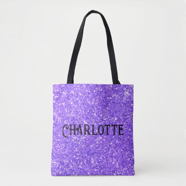 Purple sparkling glitter pattern    tote bag (Front)