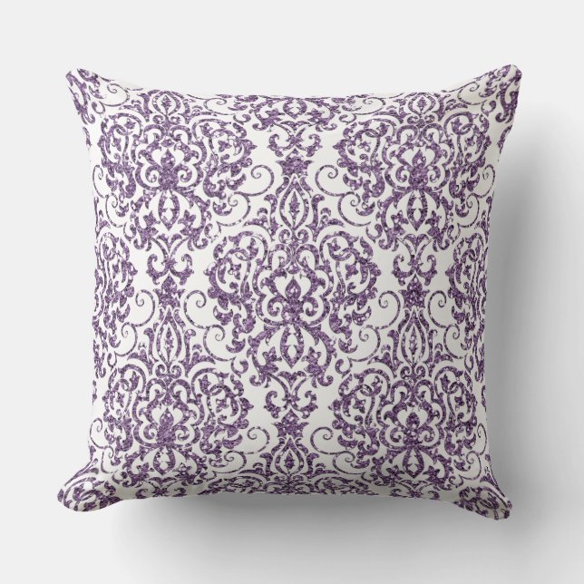 Purple Sparkling Glitter Reversible Pillow (Front)