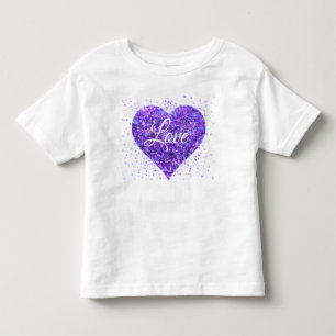 Purple sparkling heart, love glitter valentine toddler t-shirt