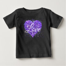 Purple sparkling sequins, love graffiti valentine