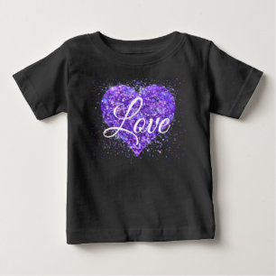Purple sparkling sequins, love graffiti valentine baby T-Shirt