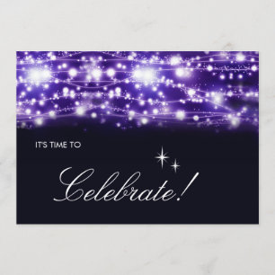 Purple Sparkling Stars Invitation