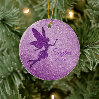 Purple Sparkly Fairy Ornament Personalized Gift