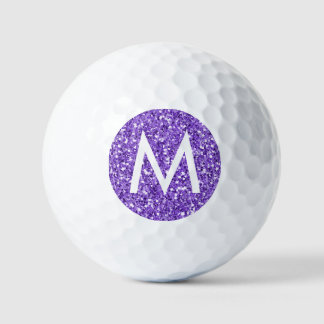 Purple Sparkly Look Modern Personalized Initial Golf Balls