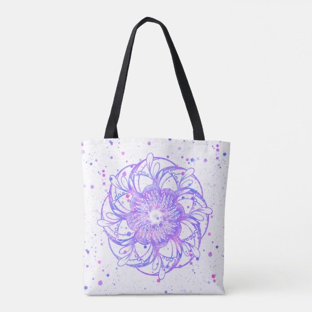 Purple Speckled Mandala Tote Bag (Back)