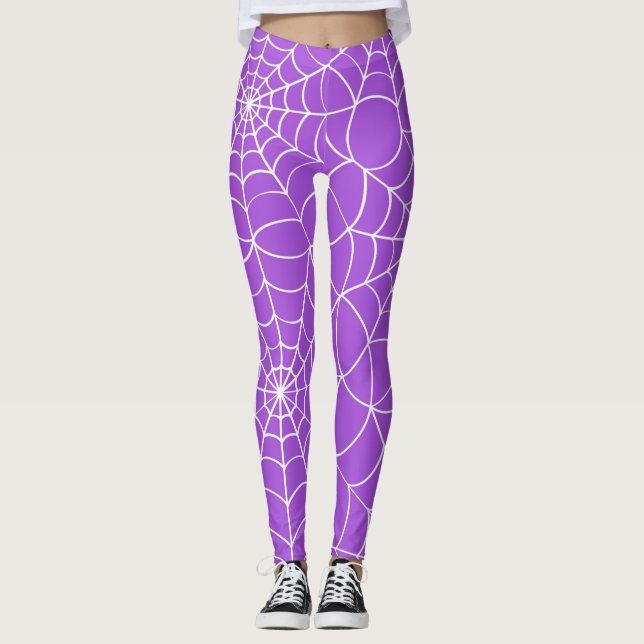 Purple Spider Web Halloween Leggings (Devant)