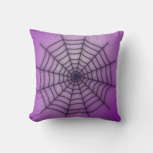 Purple Spider Web Square Throw Pillow