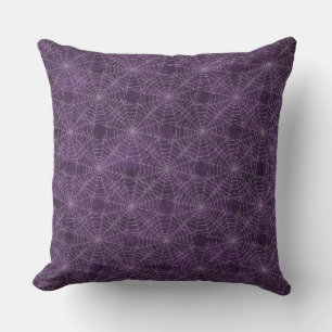 Purple Spider Webs Halloween Grunge Throw Pillow