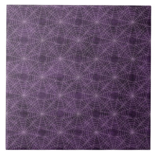 Purple Spider Webs Halloween Grunge Tile