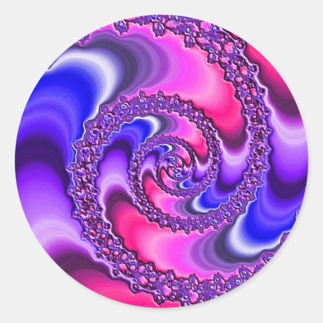 Purple Spiral Classic Round Sticker (Front)