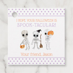 Purple Spook-tacular Halloween Spooky Skeleton Kid Favour Tags