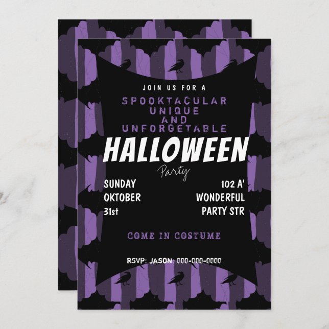 Purple spooktacular halloween invitation (Front/Back)