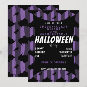 Purple spooktacular halloween invitation
