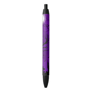 Purple Spooky Graveyard Black Ink Pen