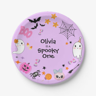 Purple Spooky One Cute Halloween 1st Birthday Paper Plate