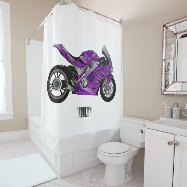 Purple sports motorcycle cartoon  (In Situ)