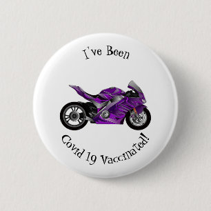 Purple sports motorcycle cartoon 2 inch round button