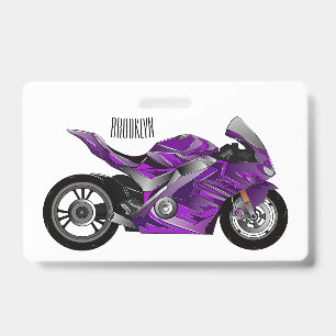 Purple sports motorcycle cartoon  badge