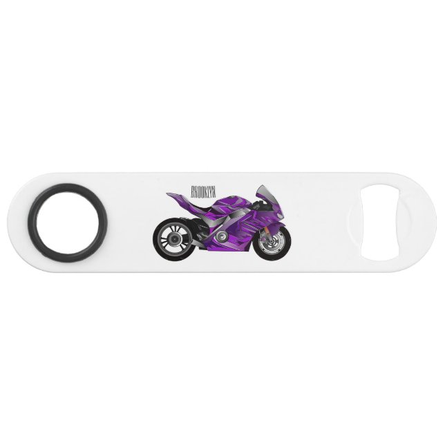 Purple sports motorcycle cartoon bar key (Front (Horizontal))