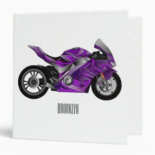 Purple sports motorcycle cartoon binder