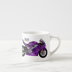 Purple sports motorcycle cartoon espresso cup