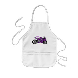 Purple sports motorcycle cartoon kids apron