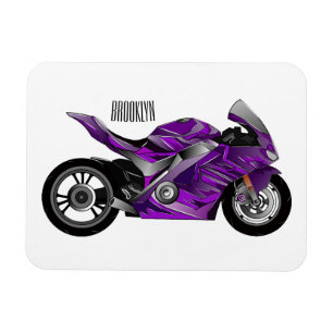 Purple sports motorcycle cartoon  magnet