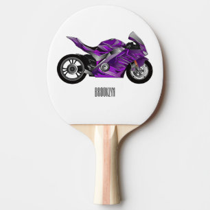Purple sports motorcycle cartoon ping pong paddle