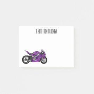 Purple sports motorcycle cartoon post-it notes