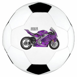 Purple sports motorcycle cartoon soccer ball