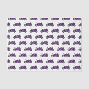 Purple sports motorcycle cartoon tissue paper