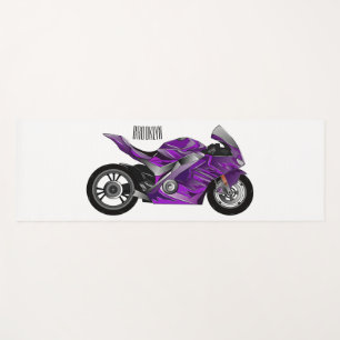 Purple sports motorcycle cartoon yoga mat