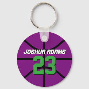 Purple Sports Team Athletes Basketball Keychain