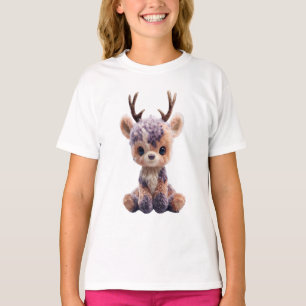 Purple Spotted Whimsical Baby Deer Kids T-Shirt