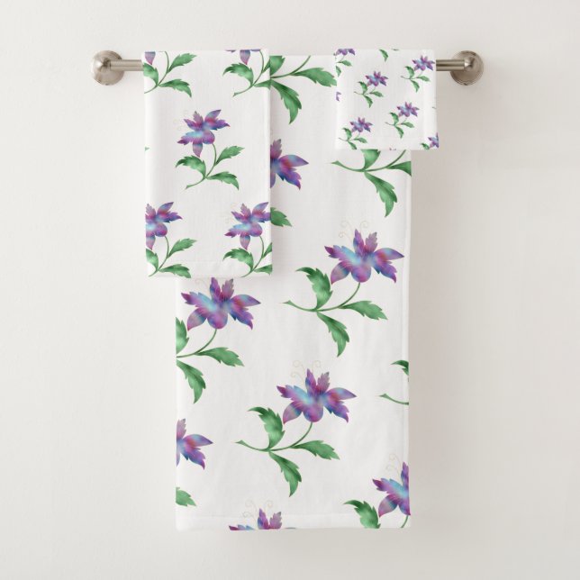 PURPLE SPRING BREAK BATHROOM TOWEL SET  (Insitu)