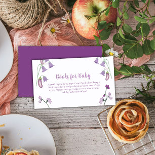 Purple Spring Floral Eggplant Books Baby Shower Enclosure Card