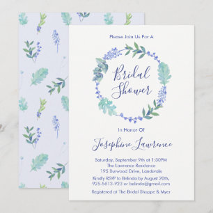 Purple Spring Floral Wreath Bridal Shower Invites
