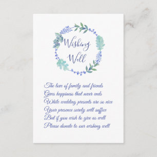 Purple Spring Floral Wreath Wedding Wishing Well Enclosure Card