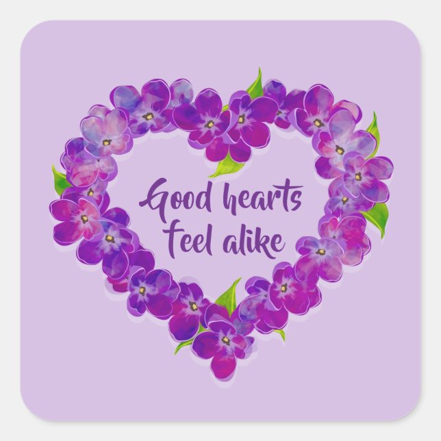 Purple Spring Heart Stickers w/ Quotes (Front)