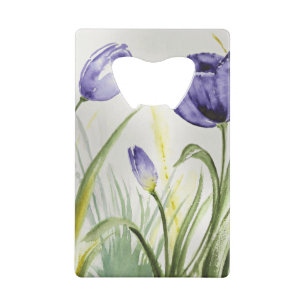 Purple Spring Tulips Credit Card Bottle Opener