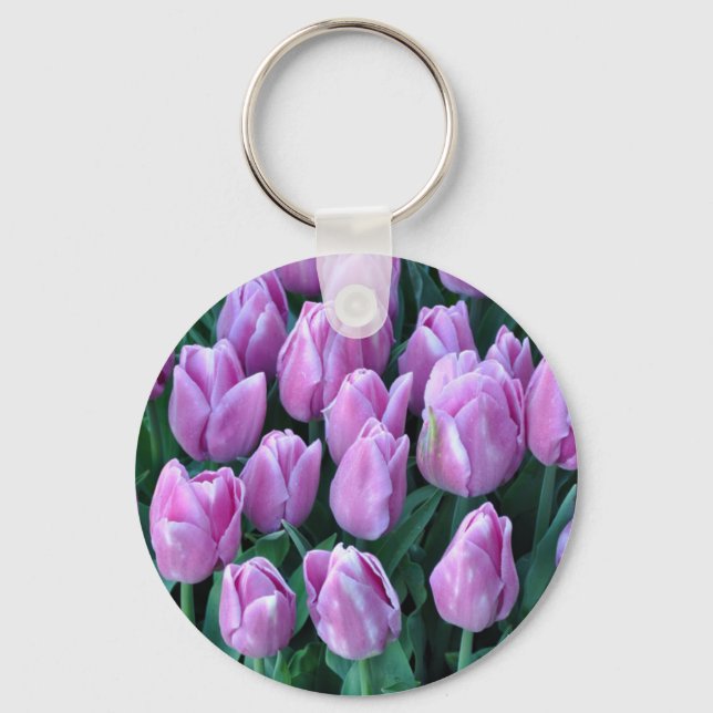 Purple spring tulips keychain (Front)