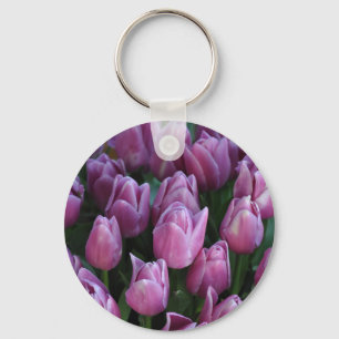 Purple spring tulips keychain