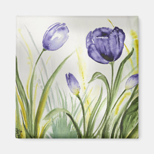 Purple Spring Tulips Magnet