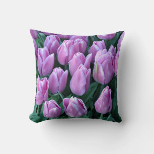 Purple spring tulips throw pillow
