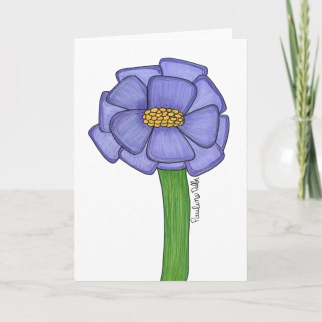 Purple Square Flower- Blank Card (Front)